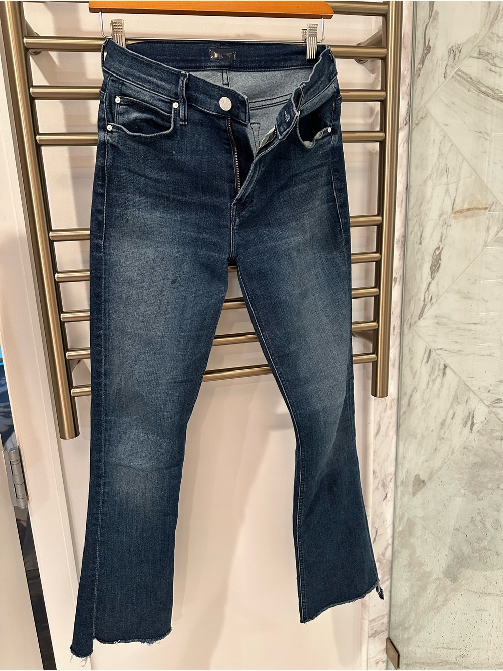 MOTHER Straight-Leg Jeans in Dark Blue Wash